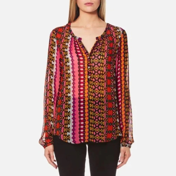 Scotch and Soda Maison Scotch Women's Sheer  Colorful Printed Tunic Top - Picture 1 of 13